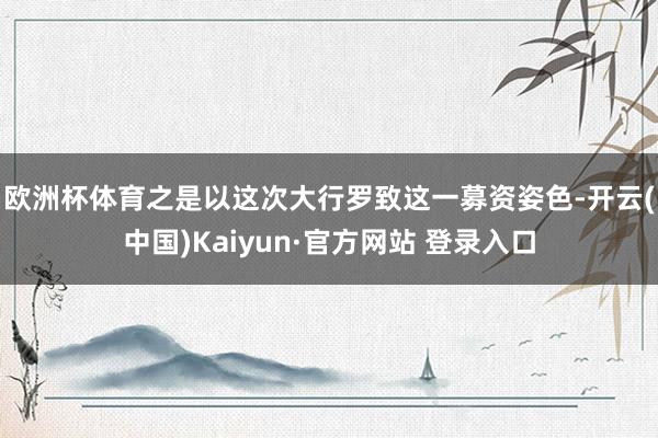 欧洲杯体育　　之是以这次大行罗致这一募资姿色-开云(中国)Kaiyun·官方网站 登录入口