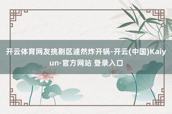 开云体育网友挑剔区遽然炸开锅-开云(中国)Kaiyun·官方网站 登录入口