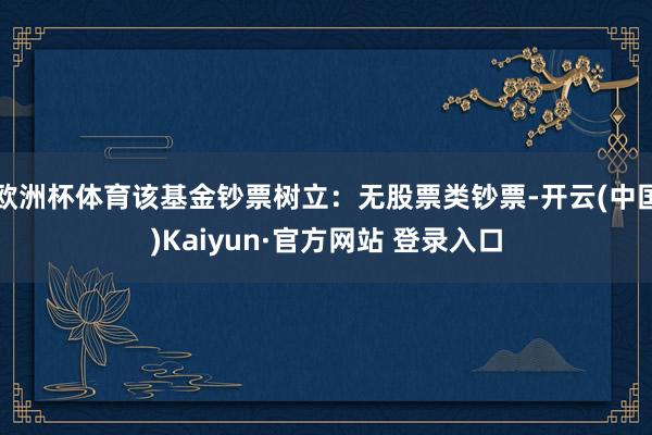 欧洲杯体育该基金钞票树立：无股票类钞票-开云(中国)Kaiyun·官方网站 登录入口