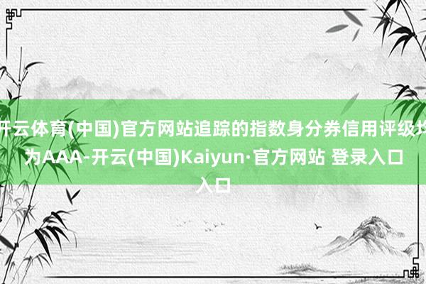 开云体育(中国)官方网站追踪的指数身分券信用评级均为AAA-开云(中国)Kaiyun·官方网站 登录入口