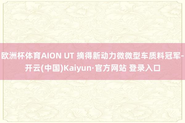 欧洲杯体育AION UT 摘得新动力微微型车质料冠军-开云(中国)Kaiyun·官方网站 登录入口
