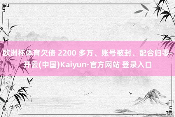 欧洲杯体育欠债 2200 多万、账号被封、配合归零-开云(中国)Kaiyun·官方网站 登录入口