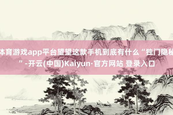 体育游戏app平台望望这款手机到底有什么“独门隐秘”-开云(中国)Kaiyun·官方网站 登录入口